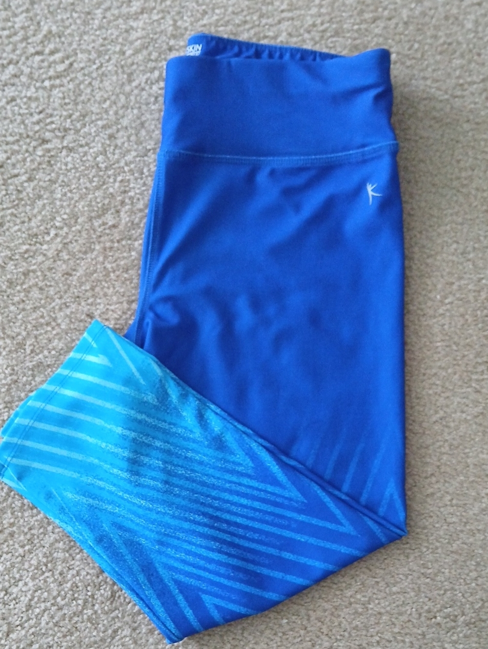 Danskin  Bright Blue Athletic/Yoga Leggings with Shimmer Stripe Detail